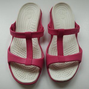 Crocs Cleo 3 Pink and White Size 9